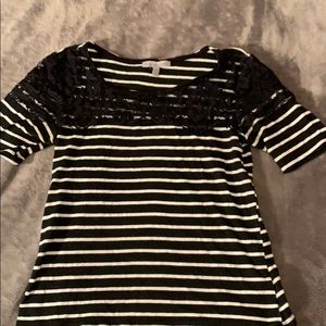 striped black and white top